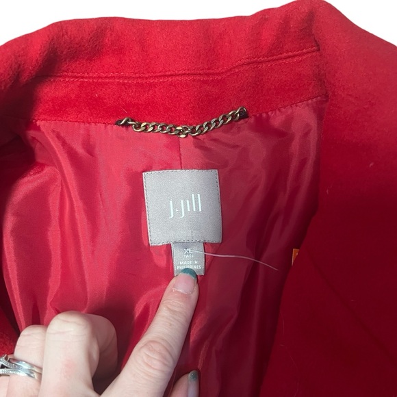 J. Jill - Womens Red Trench Wool Blend Coat Sz XL - Picture 3 of 5